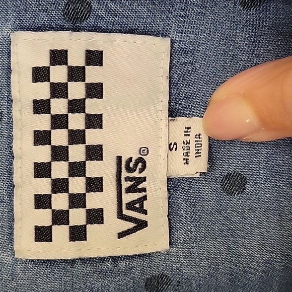 Vans Blue Denim Shirt with Polka Dots Small - Picture 4 of 5